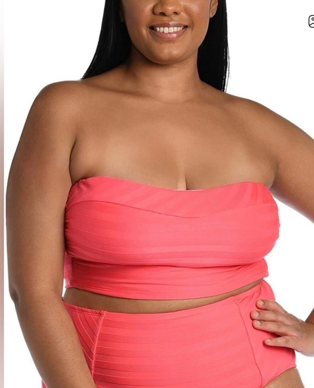 La Blanca Coral Sun Pink Midkini Bandeau Top and High Waist Bottom 18W NWT